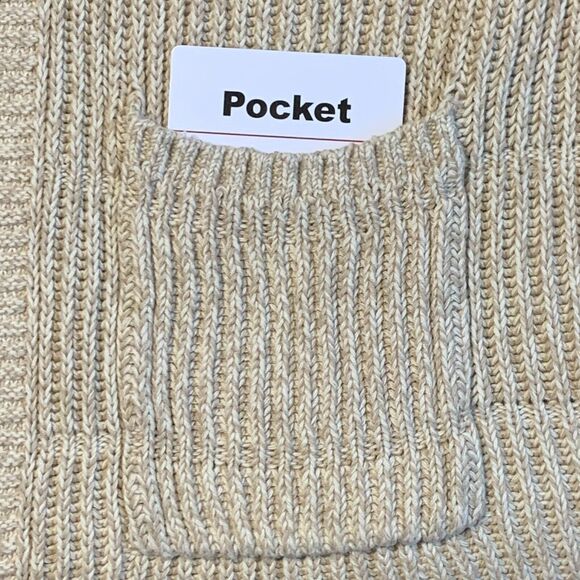 Lucky Brand Open Cardigan Women 1X Beige Knit Raglan Long Sleeve Pockets Q17 - Picture 11 of 16